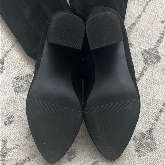 Material Girl Black Over the Knee Suede Boots - Picture 4 of 7